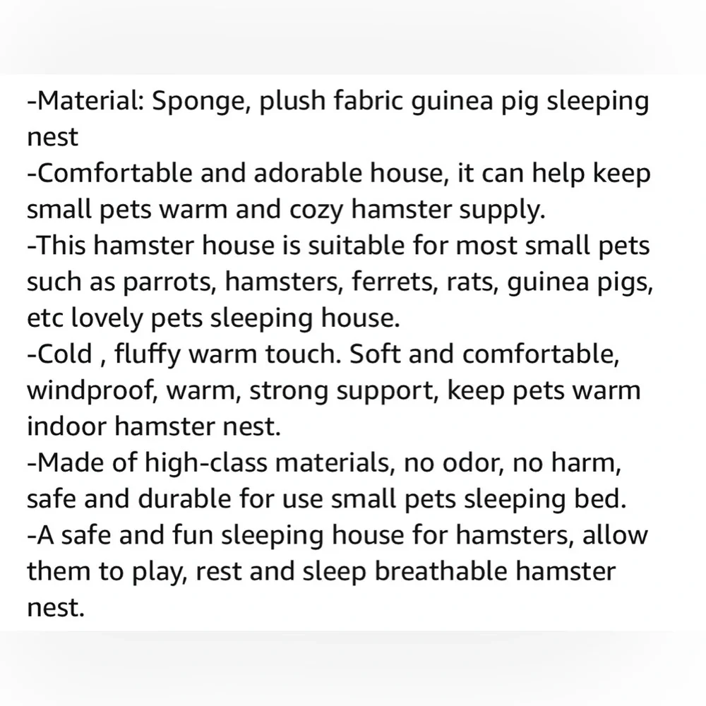Beavorty Hamster Nest Sponge Chinchilla House. Also Guinea Pig/Hedgehog House.